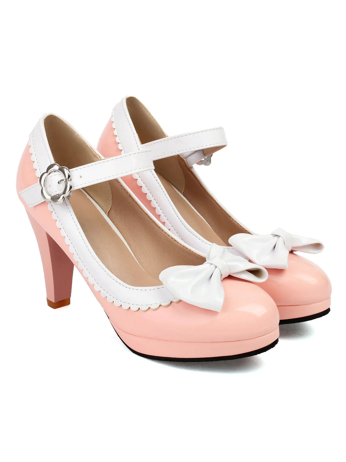 Retro Runder Zeh Bogen High Heels Schuhe - Image 16