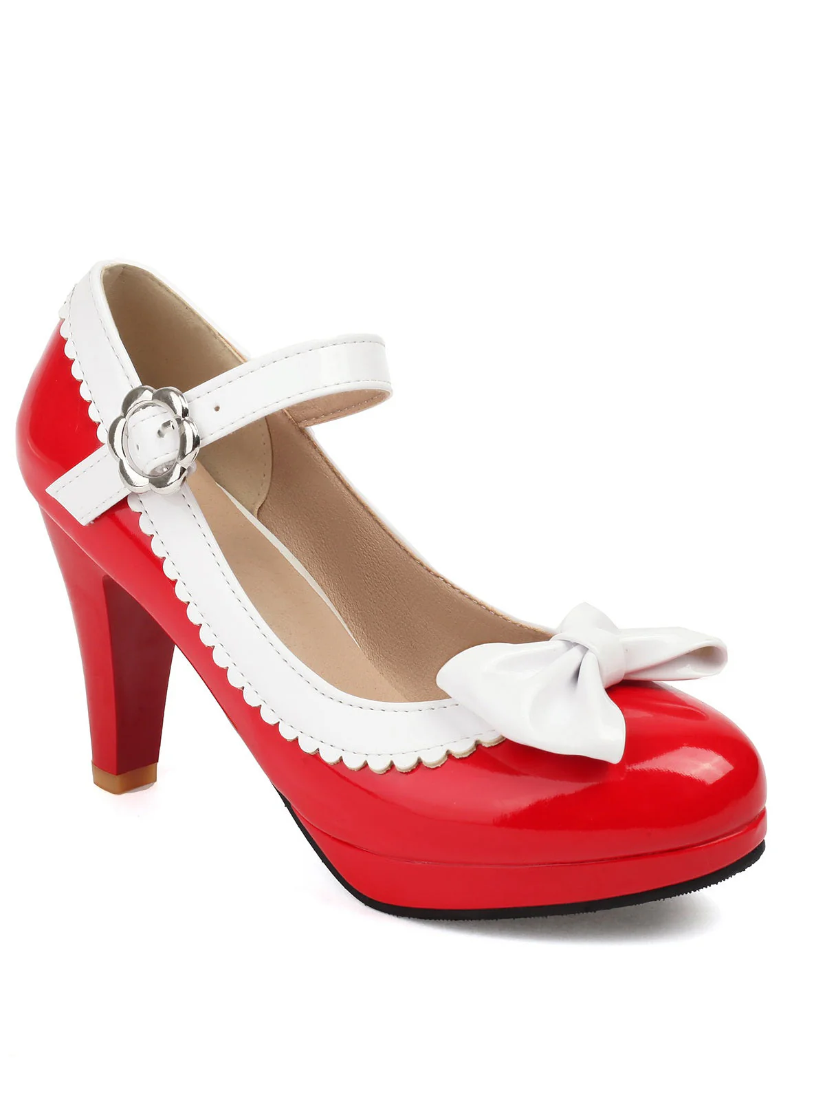 Retro Runder Zeh Bogen High Heels Schuhe - Image 17