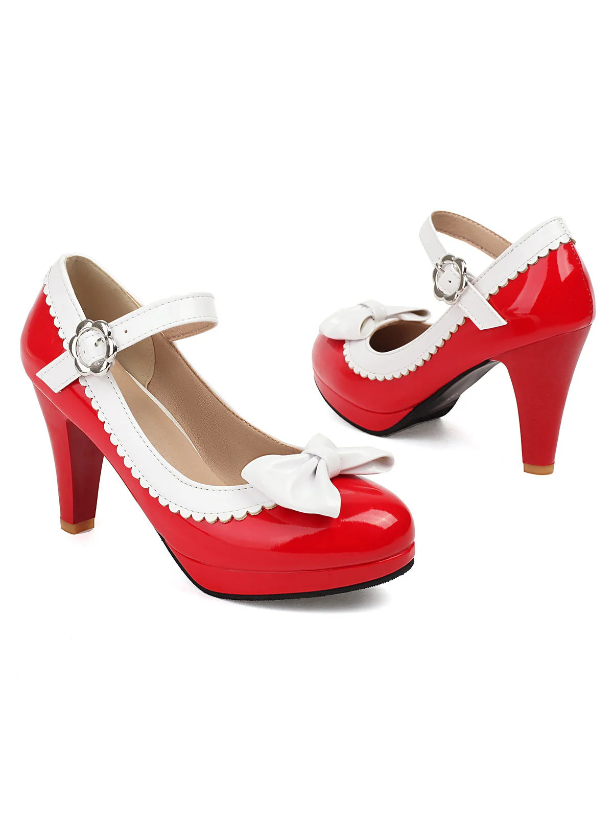 Retro Runder Zeh Bogen High Heels Schuhe - Image 18