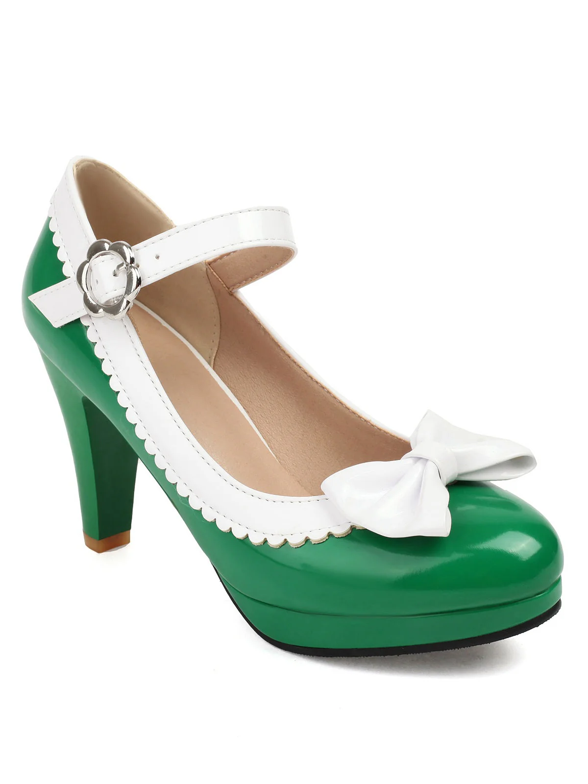 Retro Runder Zeh Bogen High Heels Schuhe - Image 19
