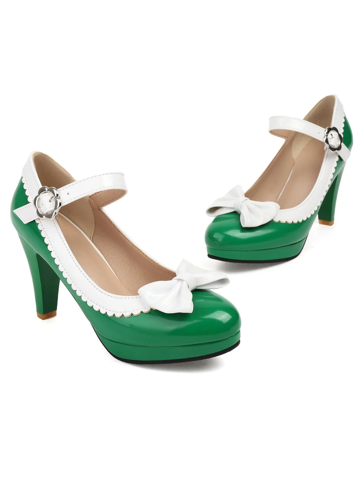 Retro Runder Zeh Bogen High Heels Schuhe - Image 20
