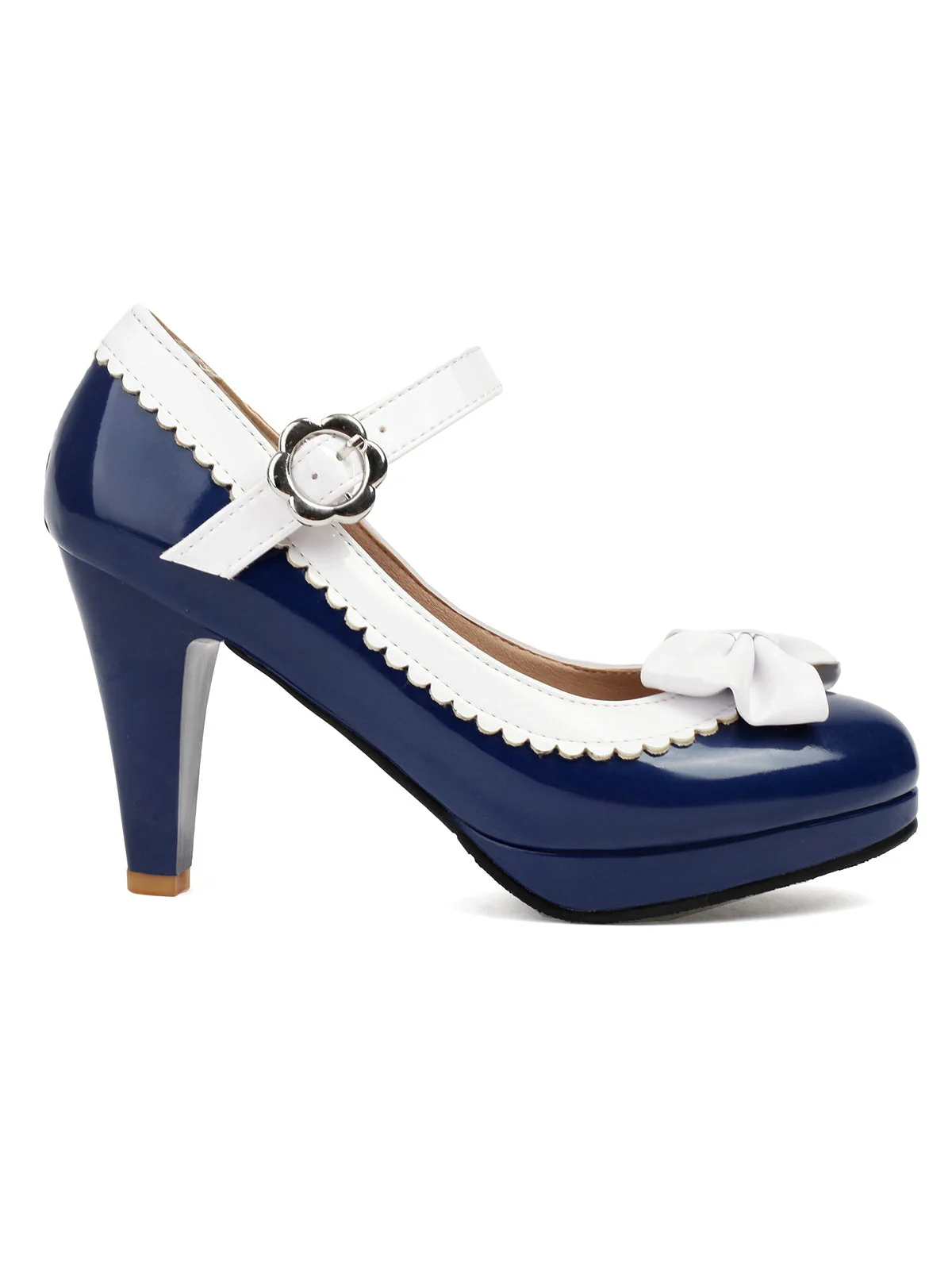 Retro Runder Zeh Bogen High Heels Schuhe - Image 3
