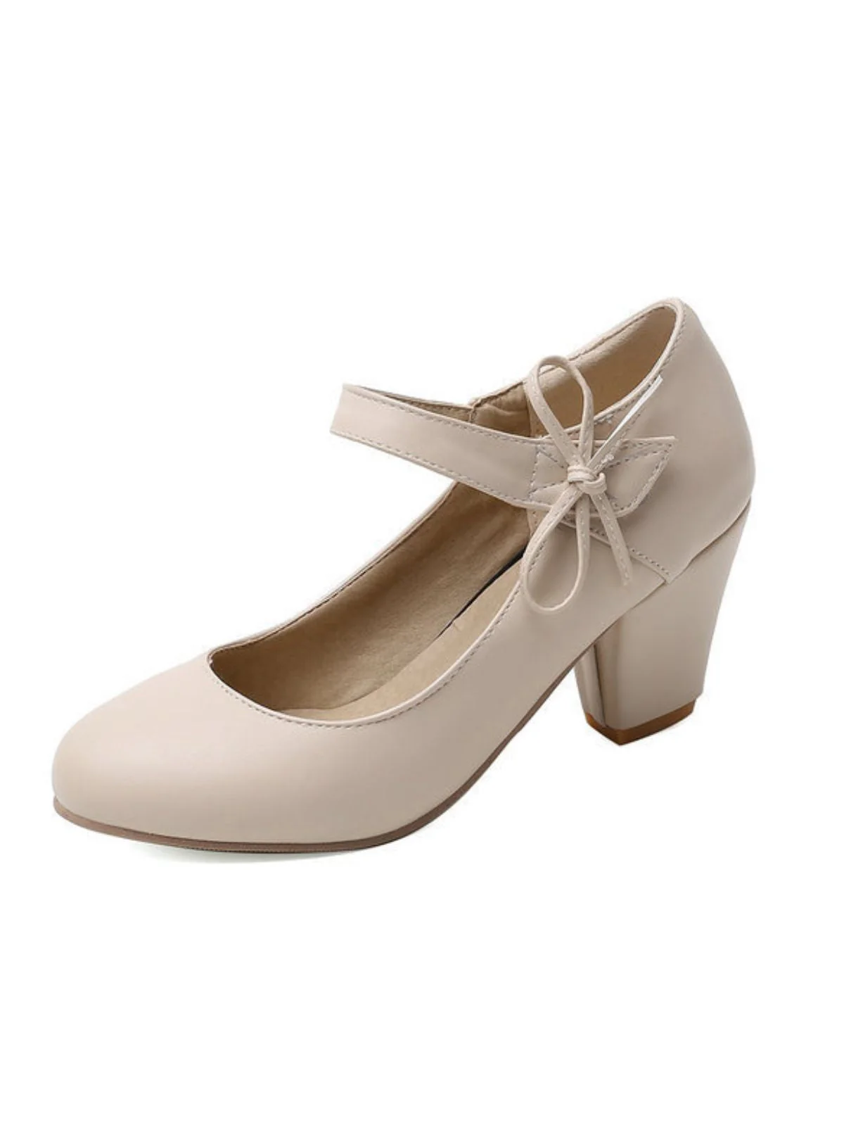 Retro Rundspitze Solide Bogen Blockabsatz Schuhe - Image 10