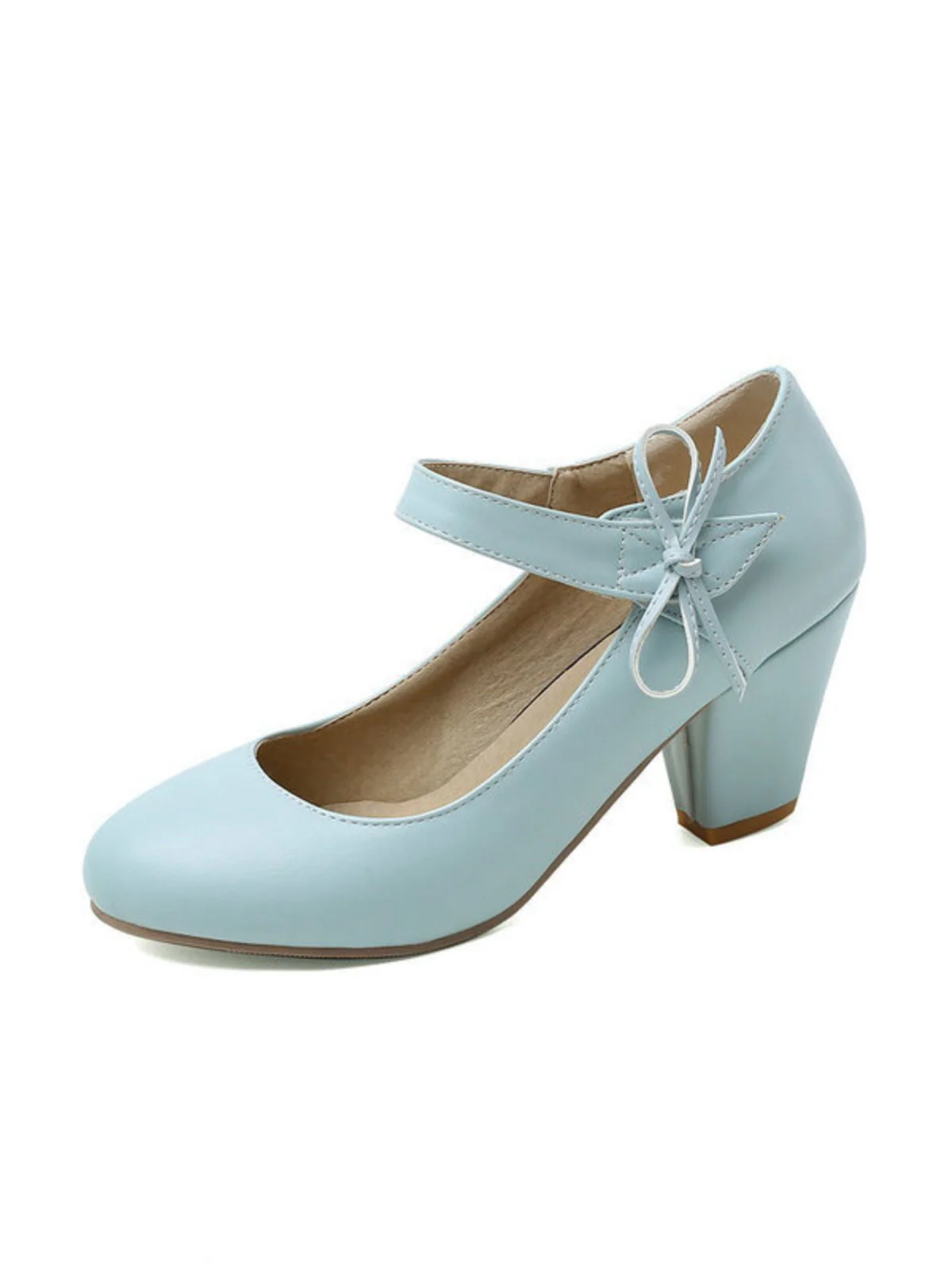 Retro Rundspitze Solide Bogen Blockabsatz Schuhe - Image 13