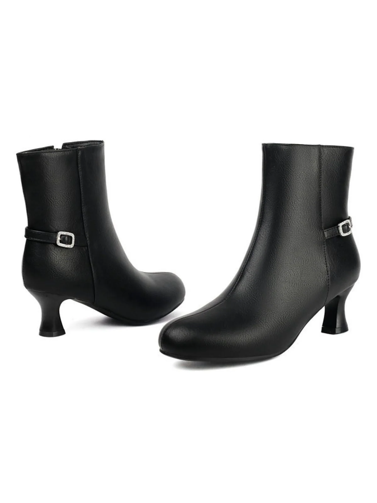 Retro Solide Kunst Leder Seiten Reißverschluss Knöchel Stiefel - Image 2