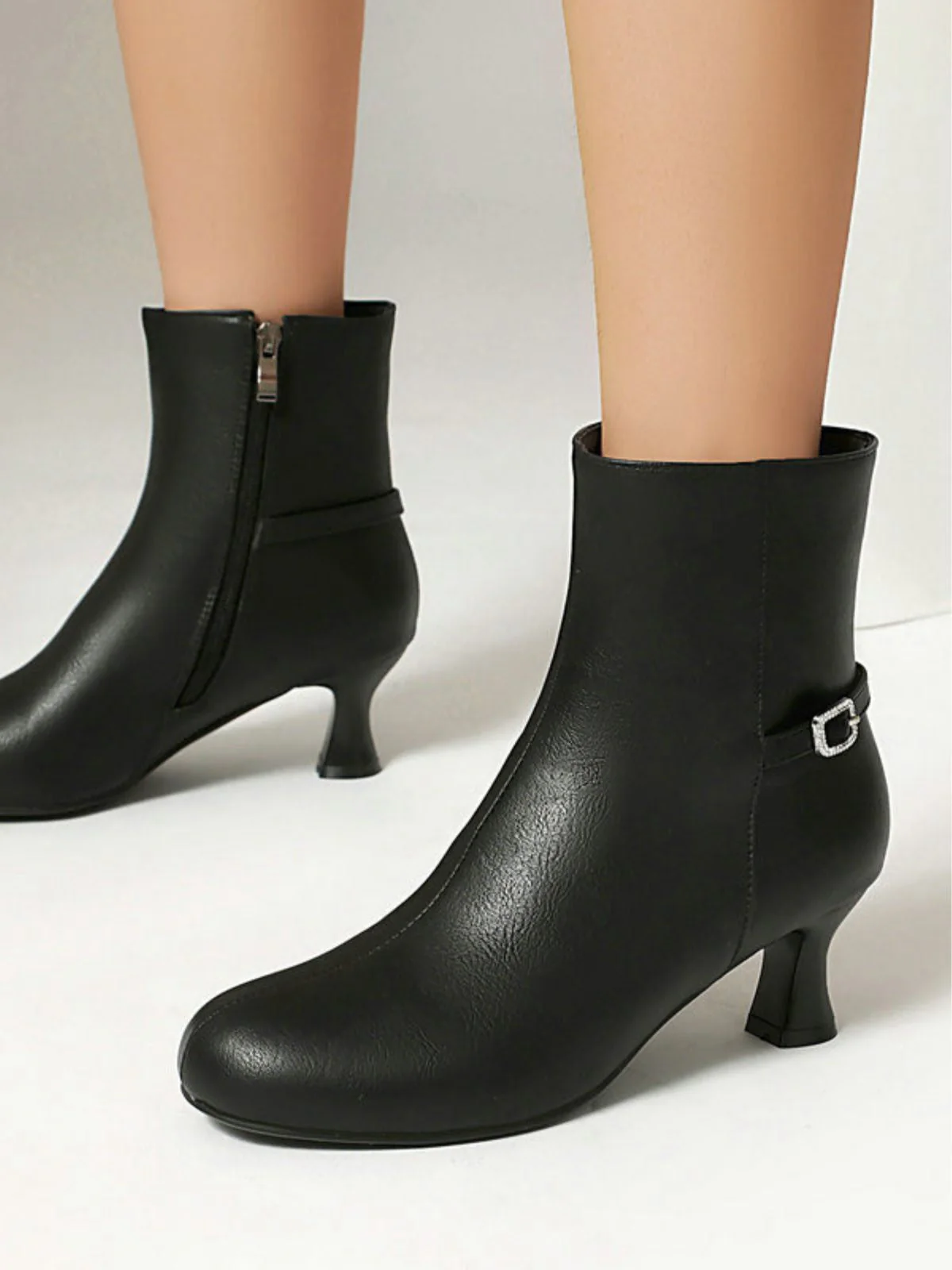 Retro Solide Kunst Leder Seiten Reißverschluss Knöchel Stiefel - Image 3