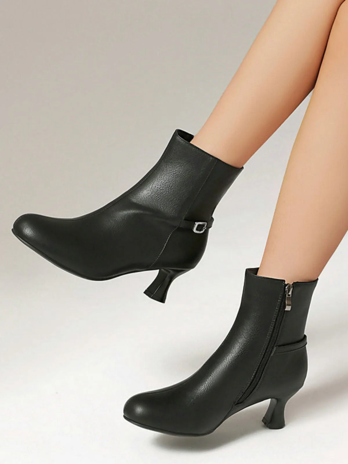 Retro Solide Kunst Leder Seiten Reißverschluss Knöchel Stiefel - Image 4