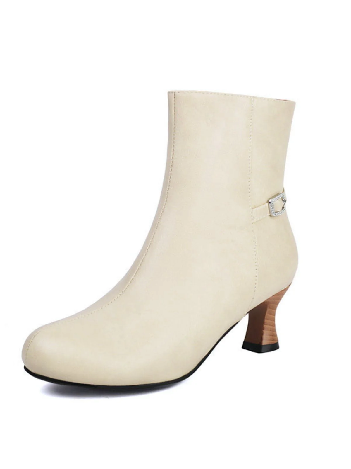 Retro Solide Kunst Leder Seiten Reißverschluss Knöchel Stiefel - Image 5