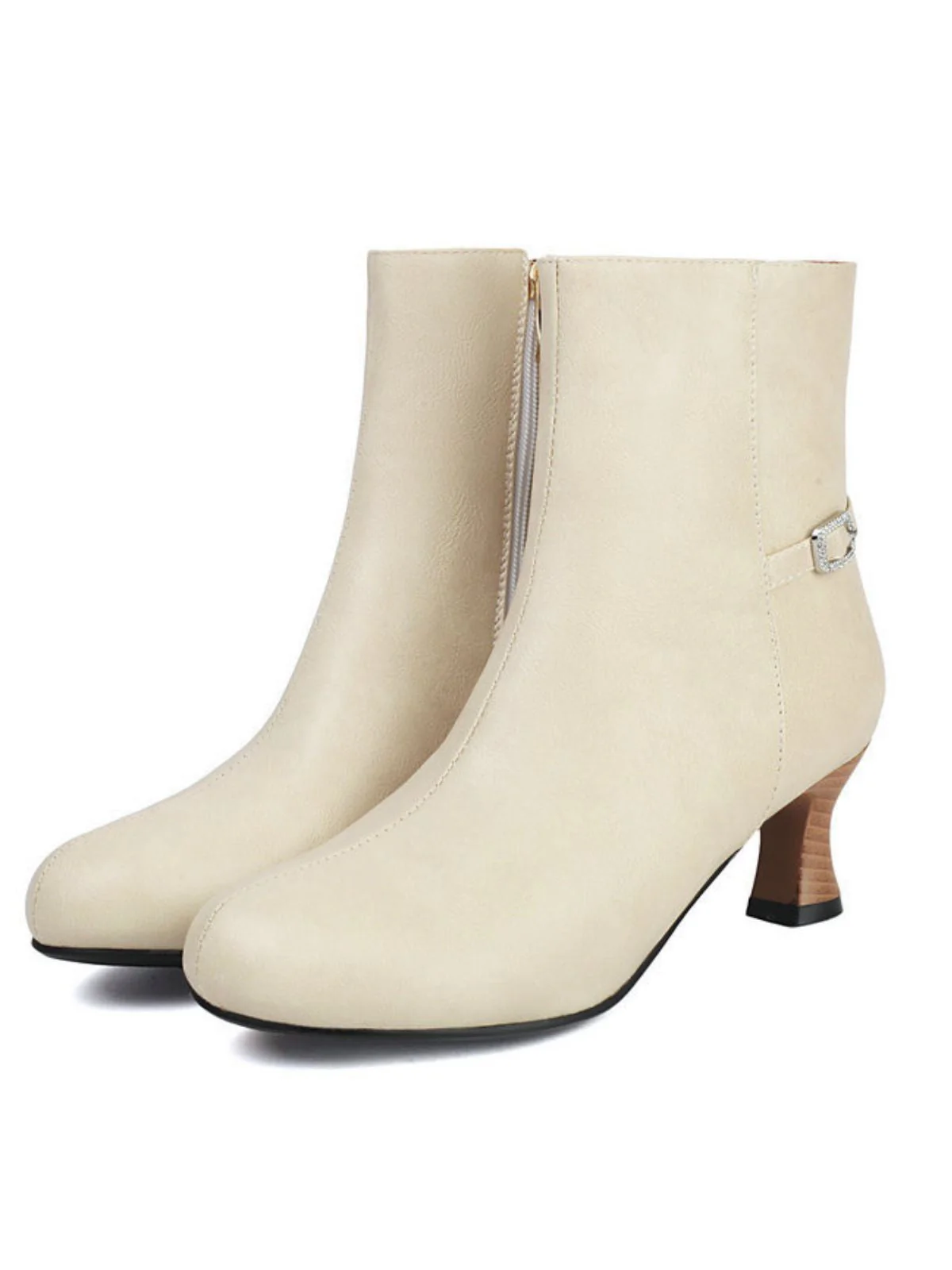 Retro Solide Kunst Leder Seiten Reißverschluss Knöchel Stiefel - Image 6