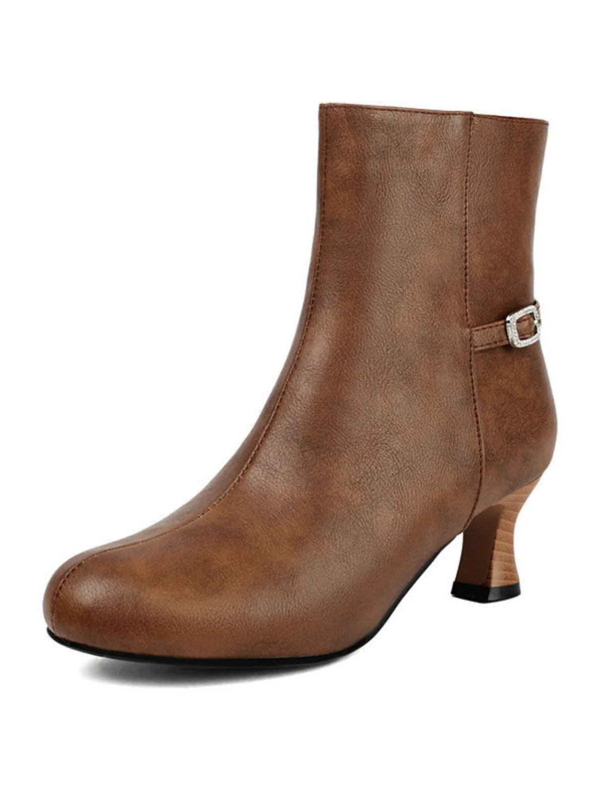 Retro Solide Kunst Leder Seiten Reißverschluss Knöchel Stiefel - Image 9
