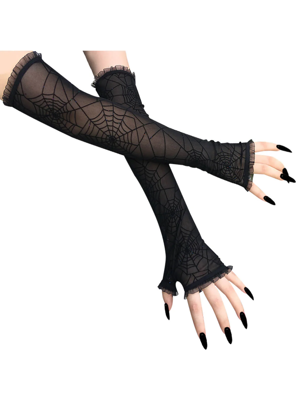 Retro Spinnennetz Fingerlose Handschuhe - Image 3