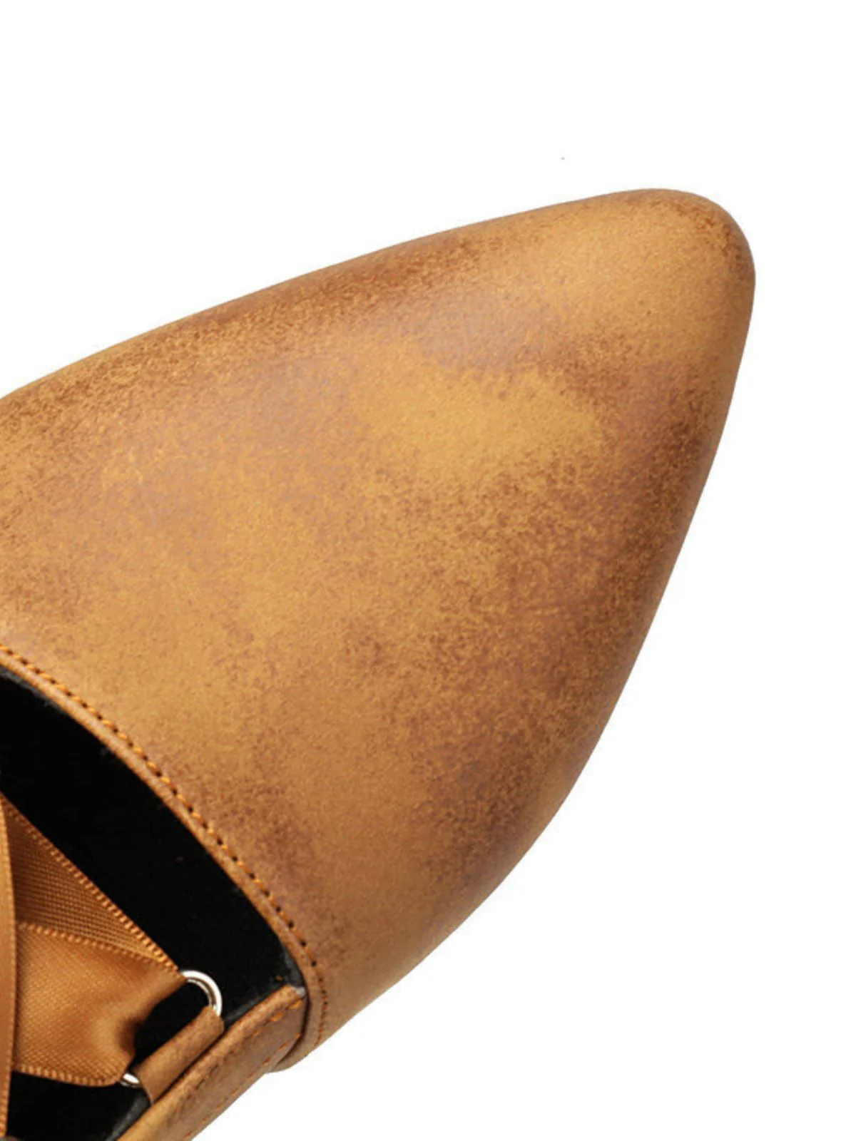 Retro Spitz Zehe Schnürung Kunst-Wildleder Hohl Aus Stiefel - Image 5