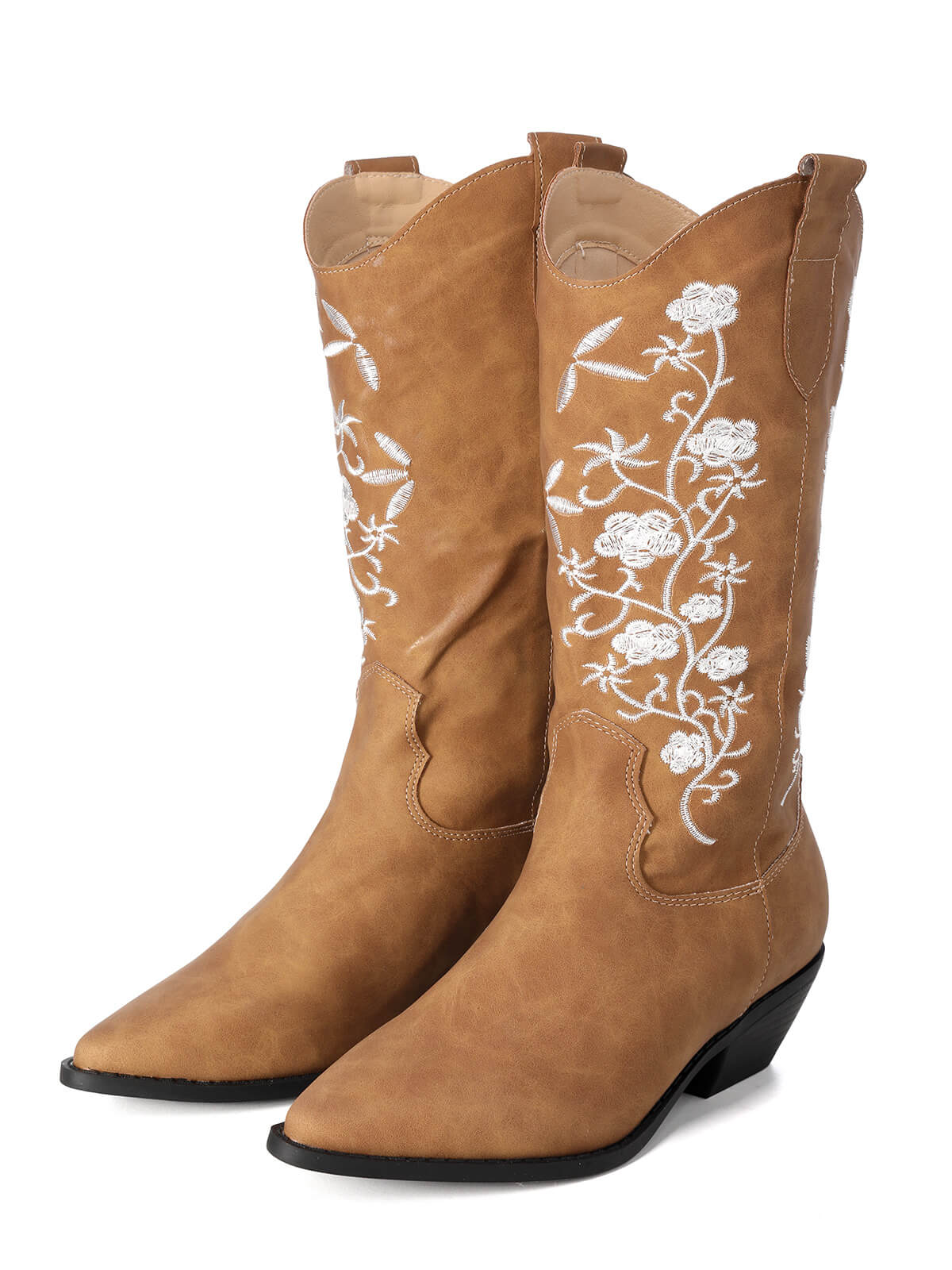 Retro Stickerei Blumen Leder Cowboystiefel - Image 3