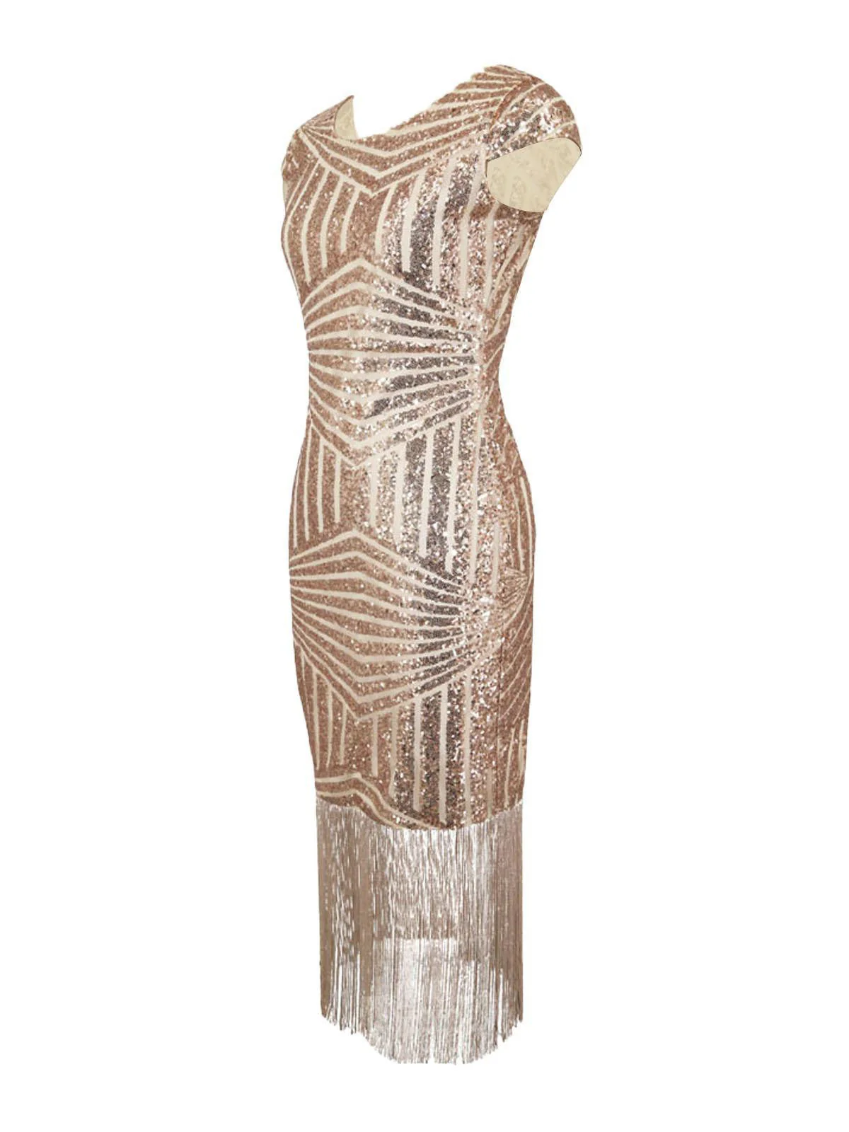 Rosa 1920er Pailletten Fransen Kleid - Image 6