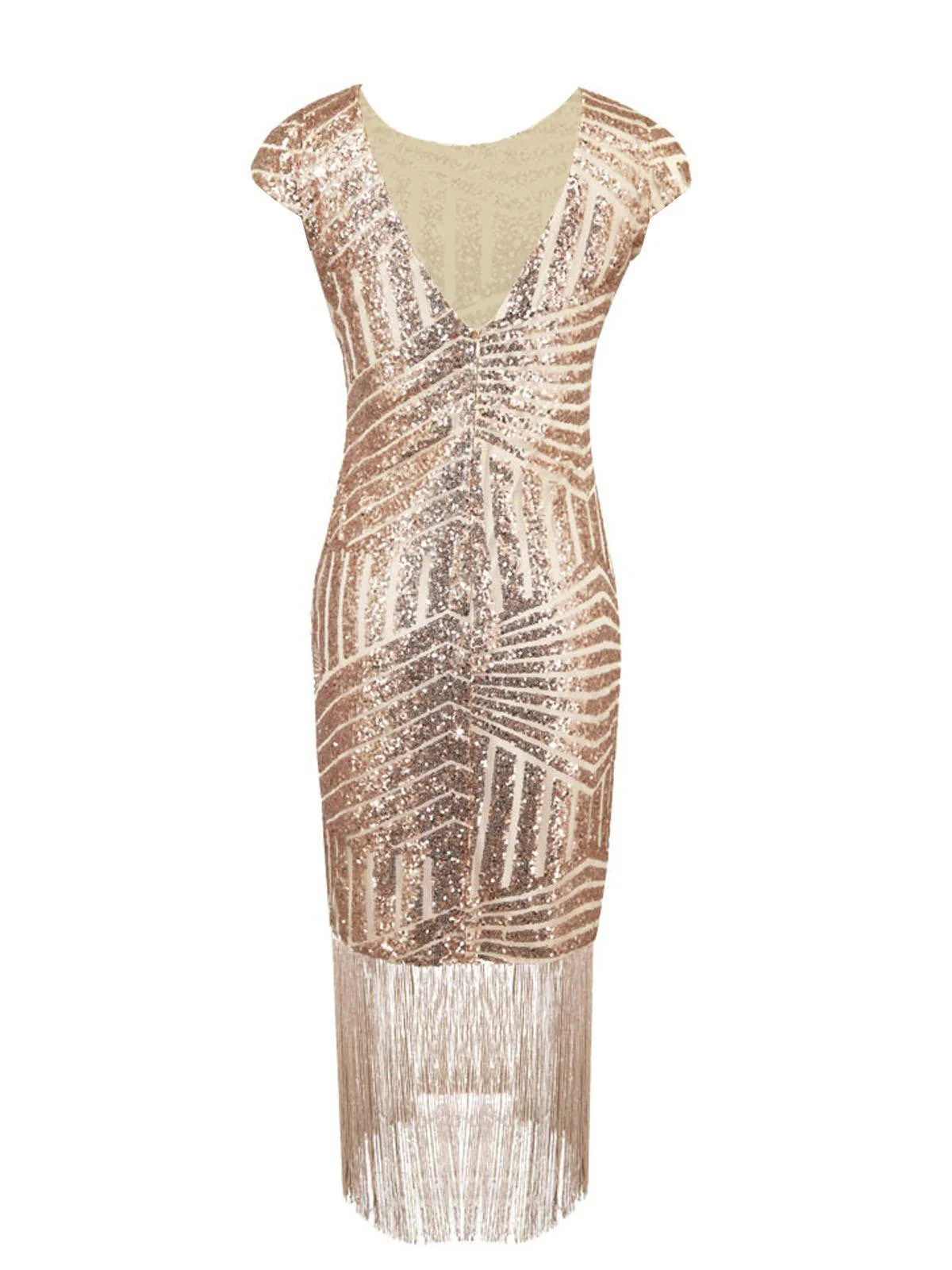 Rosa 1920er Pailletten Fransen Kleid - Image 7