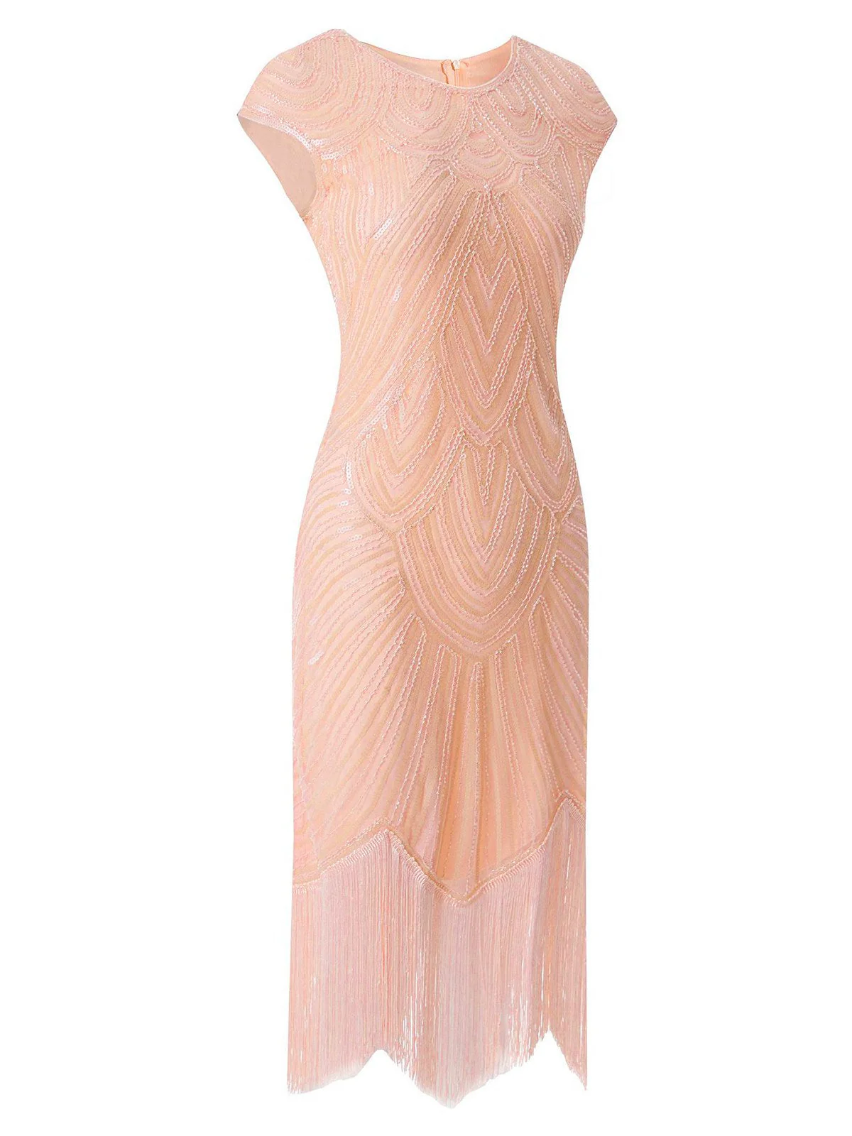 Rosa 1920er Quaste Flügelärmel Pailletten Kleid - Image 2