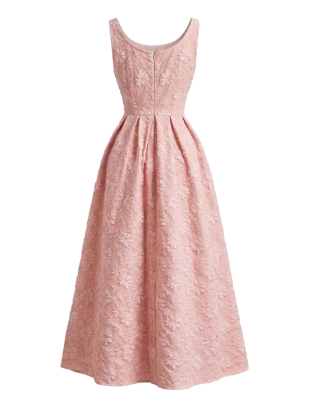 Rosa 1930er Blumen Jacquard Ärmellos Maxi Kleid - Image 6