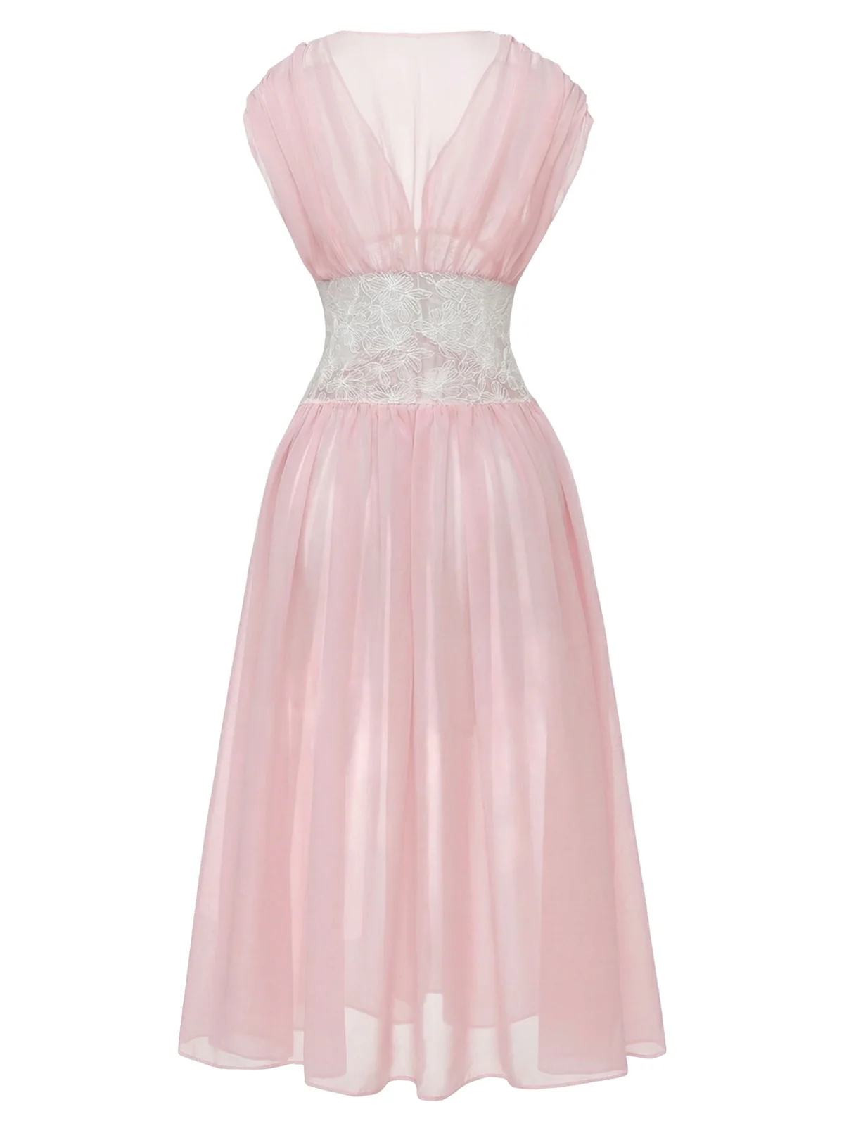 Rosa 1930er Netz Plissiertes Spitze Taille Nachtwäsche - Image 5