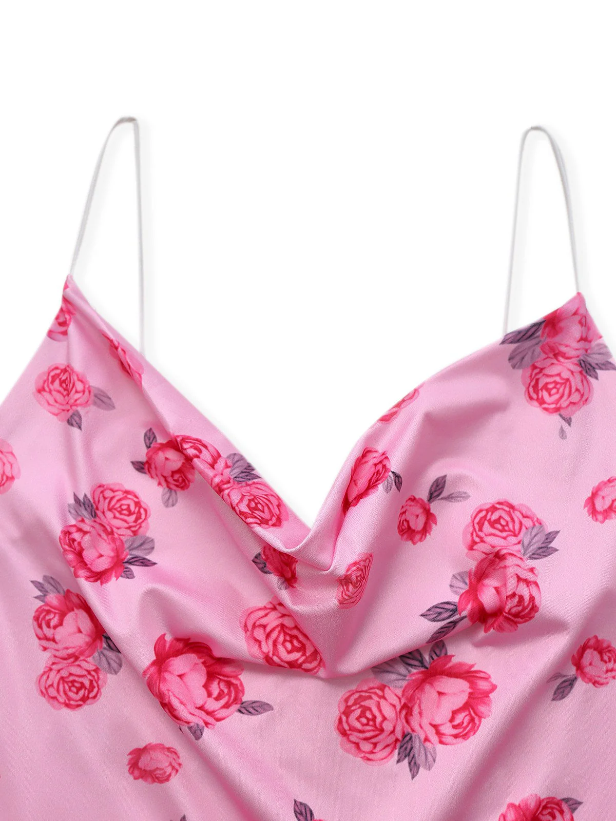 Rosa 1930er Rose Wasserfallausschnitt Fischschwanz Kleid - Image 3