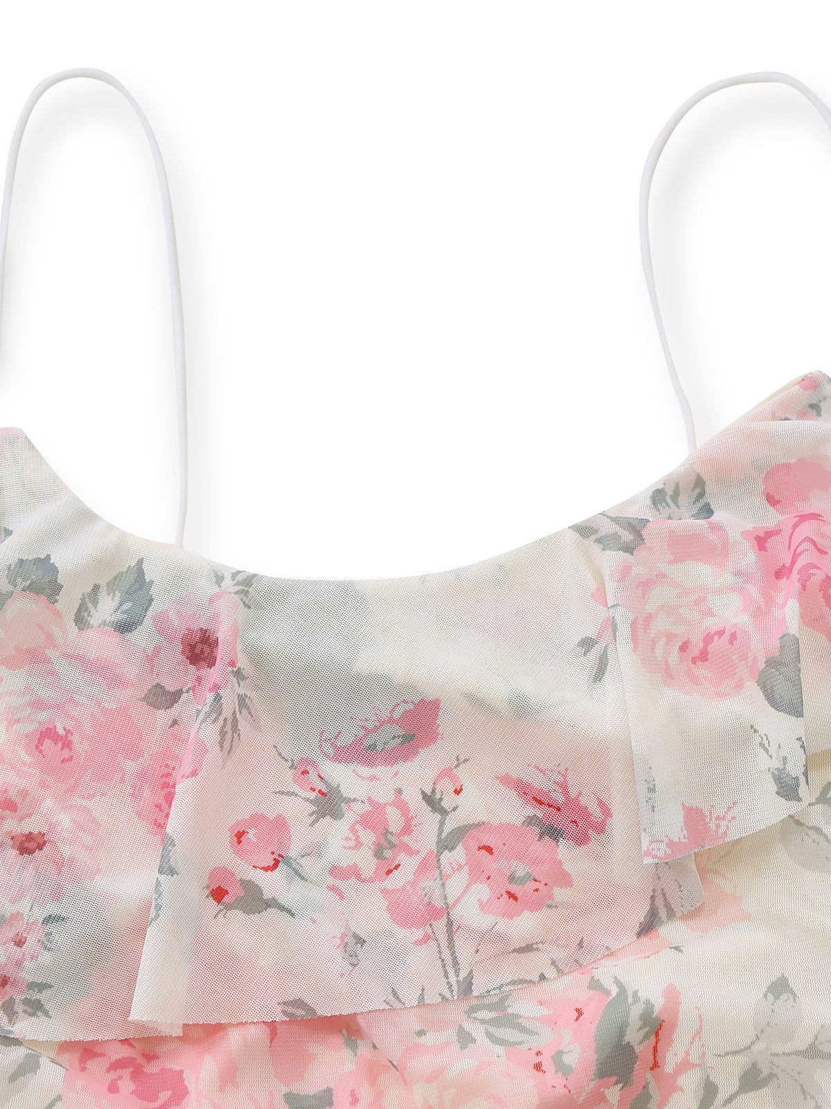 Rosa 1930er Slip 3D Blumen Rüschen Netz Maxi Kleid - Image 4