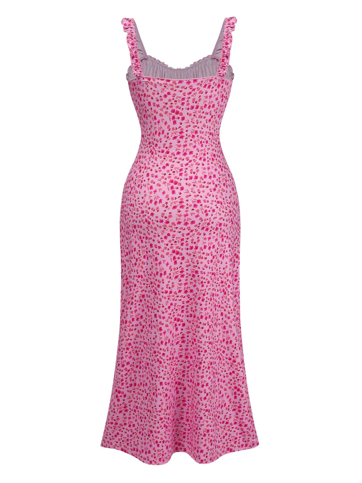 Rosa 1930er Spaghetti Träger Boho Blumen Kleid - Image 3