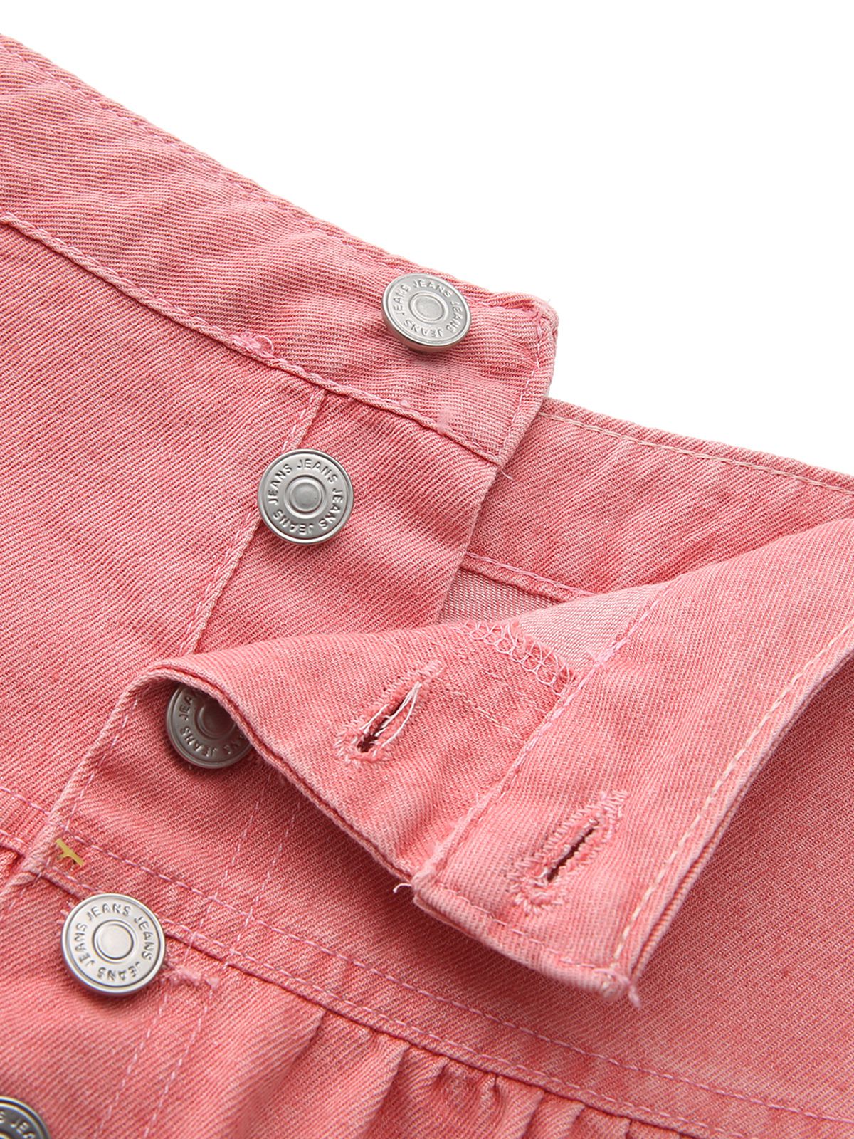 Rosa 1940er Denim Durchgeknöpft Gestuft Maxi Rock - Image 4