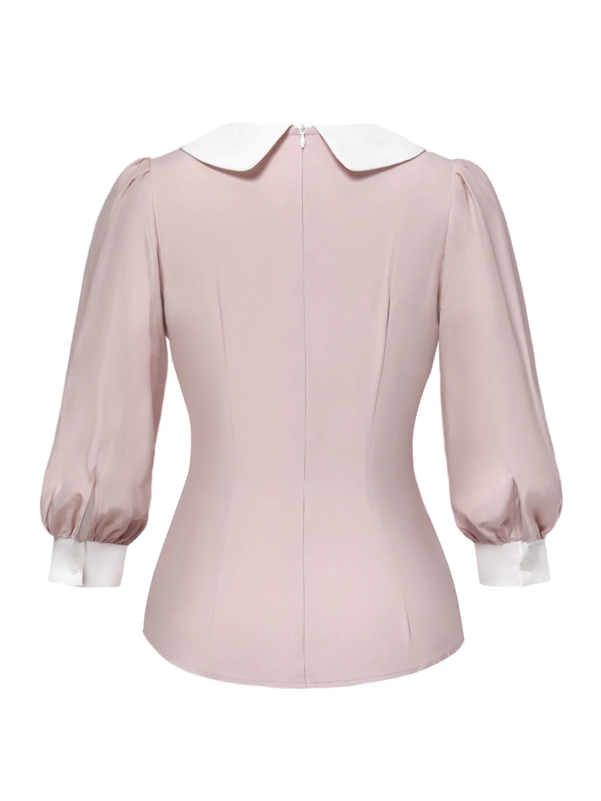 Rosa 1940er Farbblock Peter Pan Kragen Bluse - Image 4
