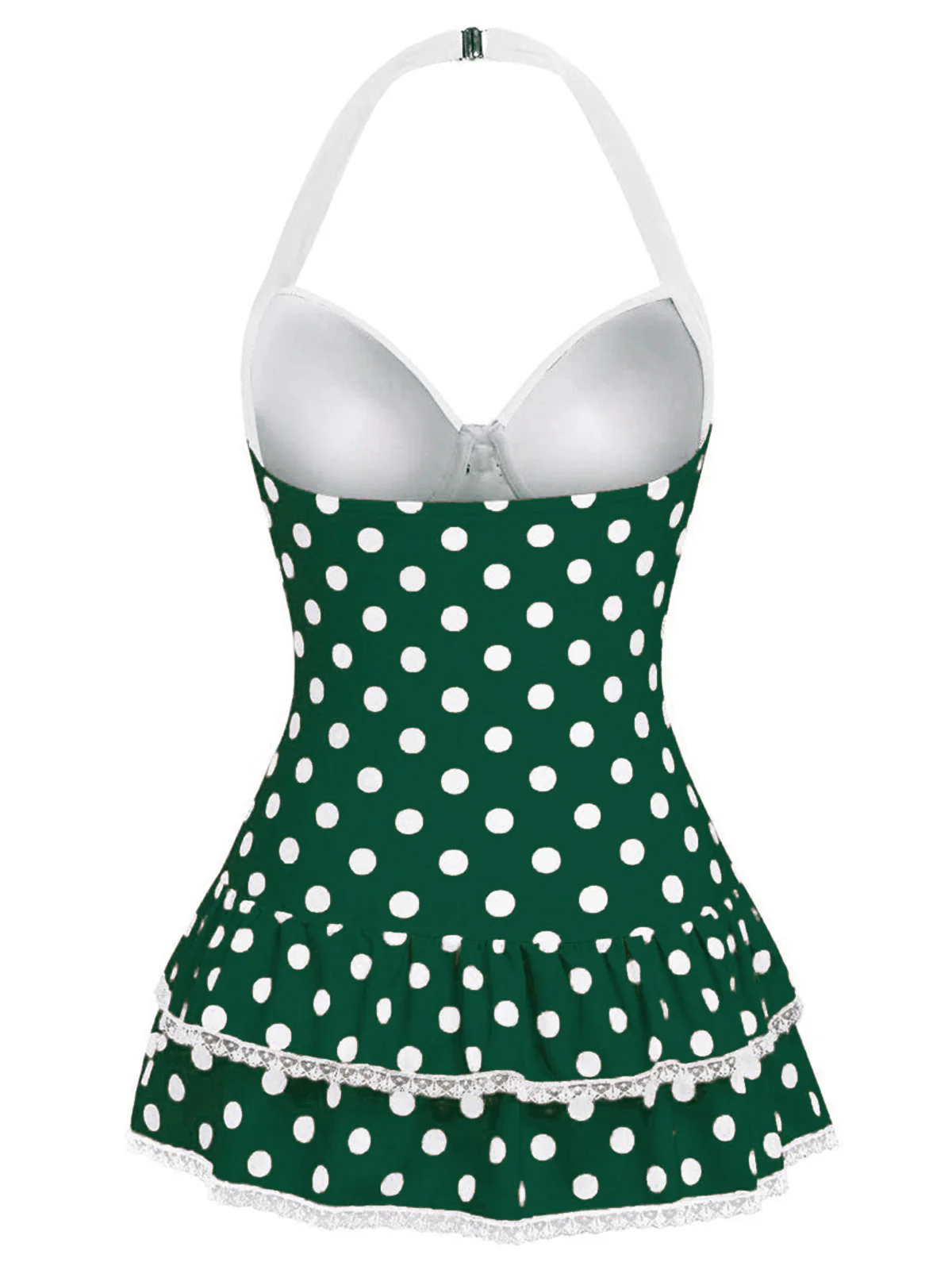 Rosa 1940er Halter Polka Dots Schleife Einteiliger Badeanzug - Image 21