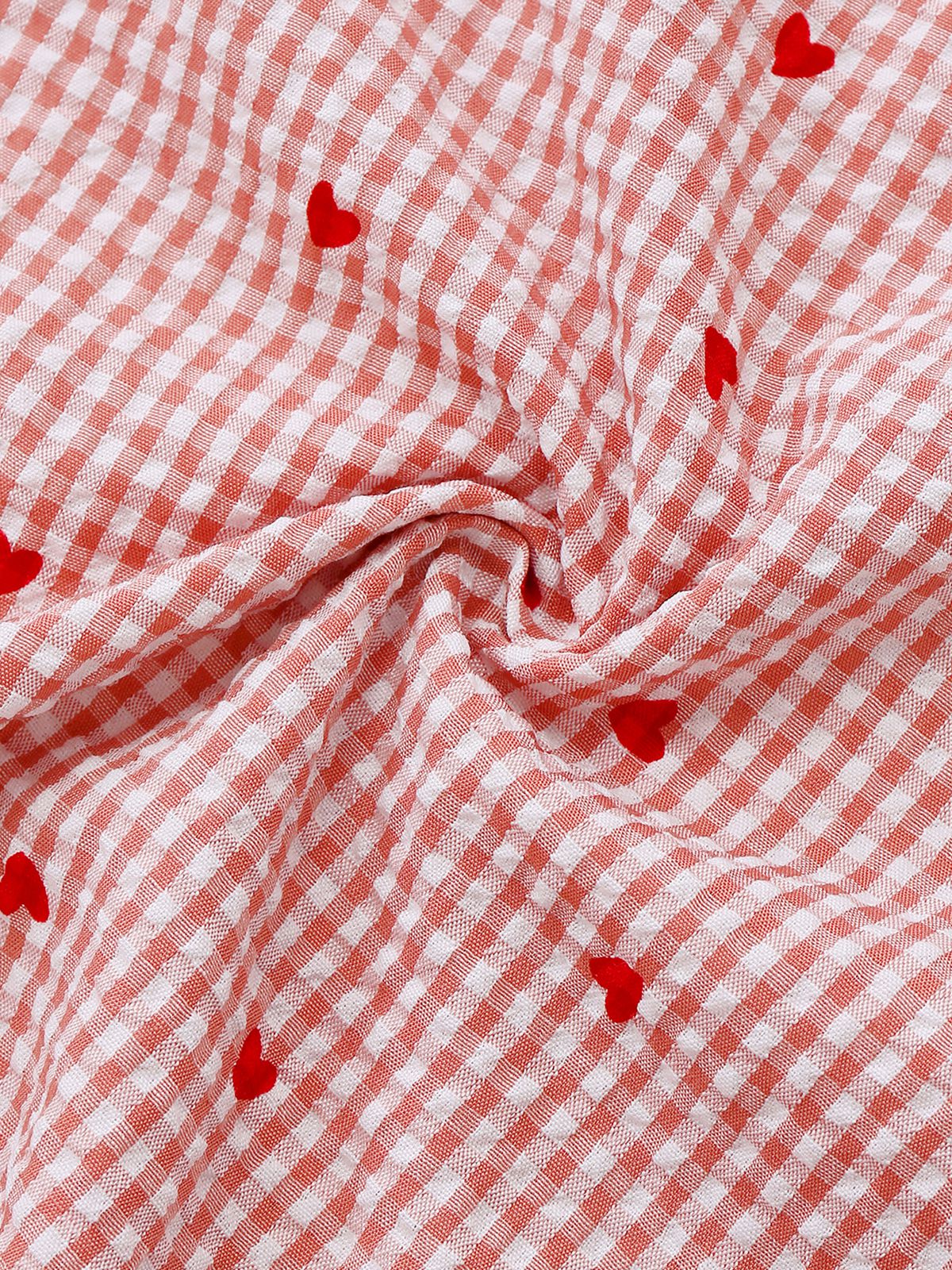 Rosa 1940er Kariert Herz Laternenärmel Gürtel Kleid - Image 6