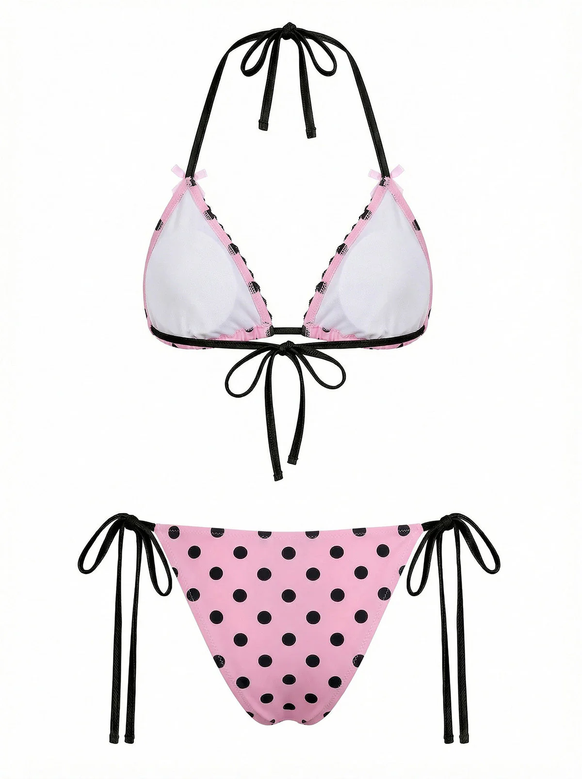 Rosa 1940er Polka Dot Spitze Bikini Set - Image 2