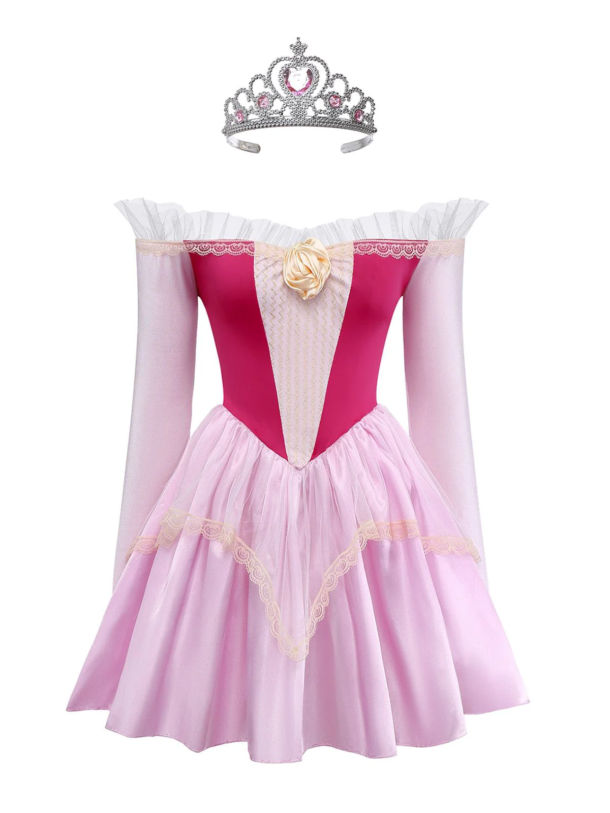 Rosa 1940er Prinzessin Schulterfrei Tüll Party Kleid - Image 4
