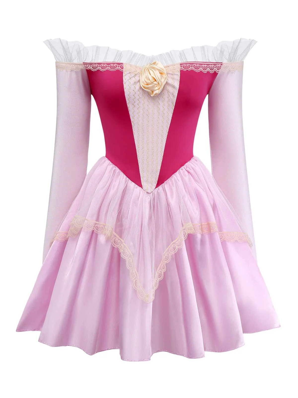 Rosa 1940er Prinzessin Schulterfrei Tüll Party Kleid - Image 5
