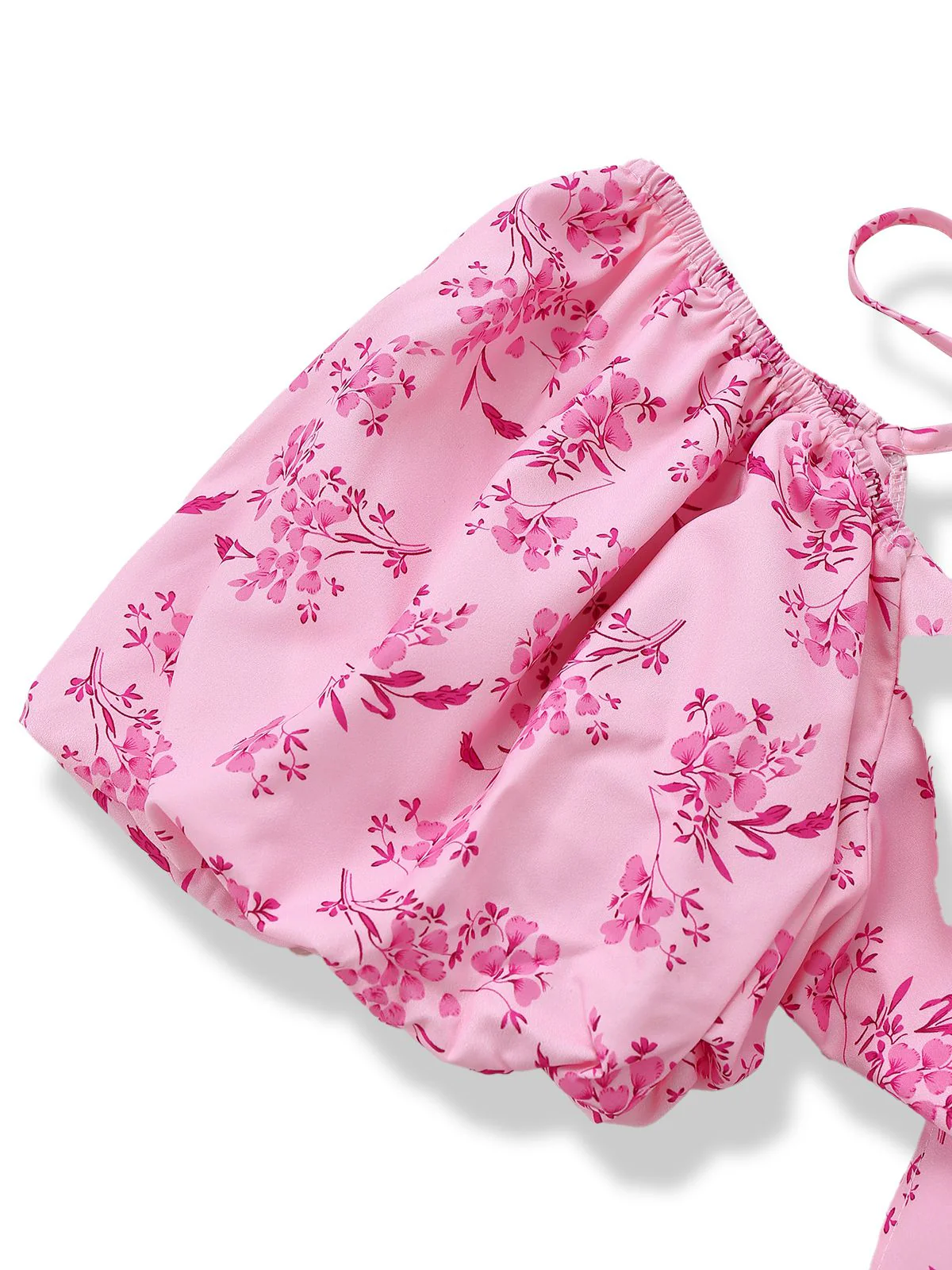 Rosa 1940er Quadratischer Ausschnitt Puffärmel Blumen Kleid - Image 5