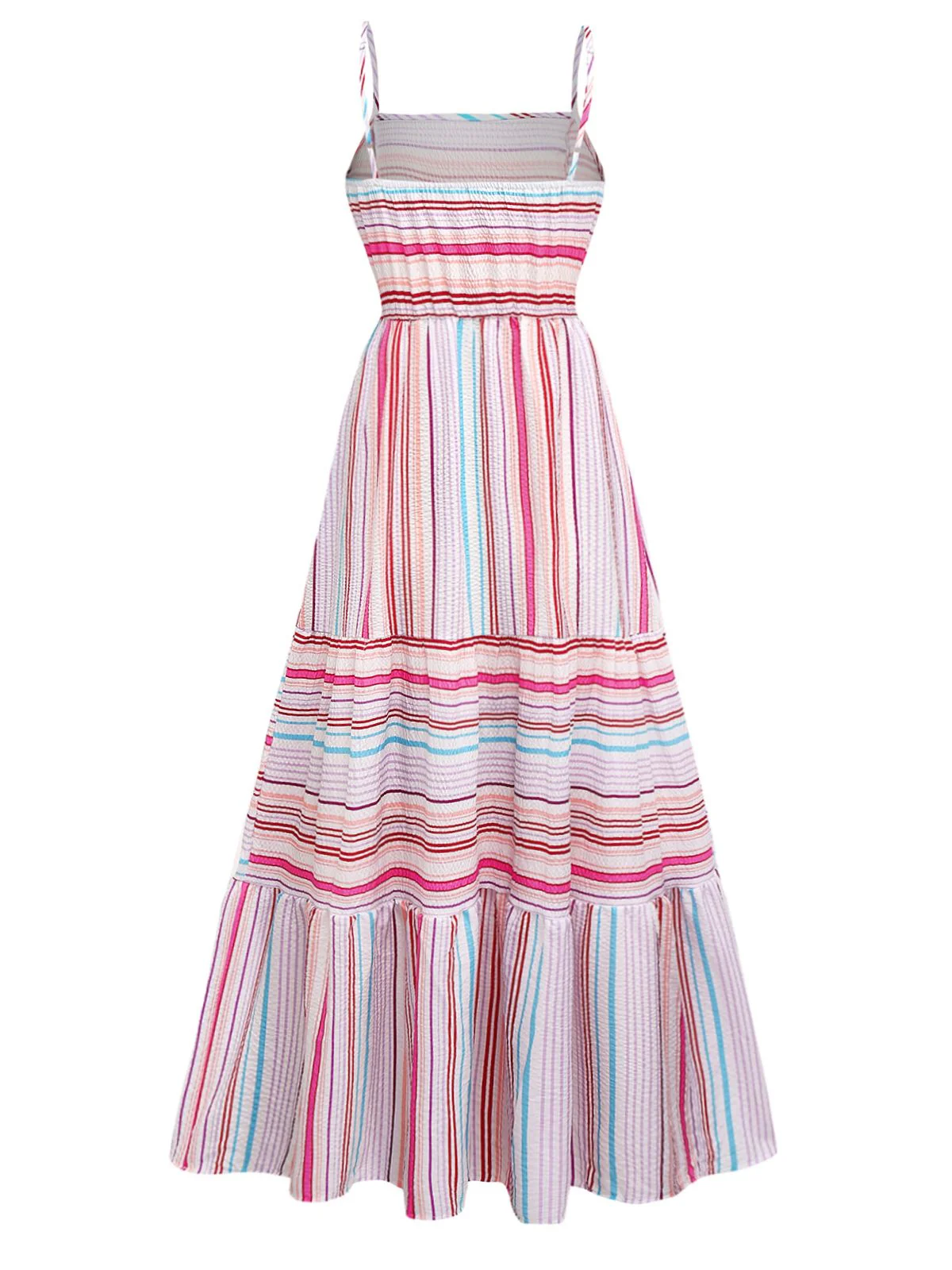 Rosa 1940er Regenbogen Streifen Spaghetti Träger Kleid - Image 2
