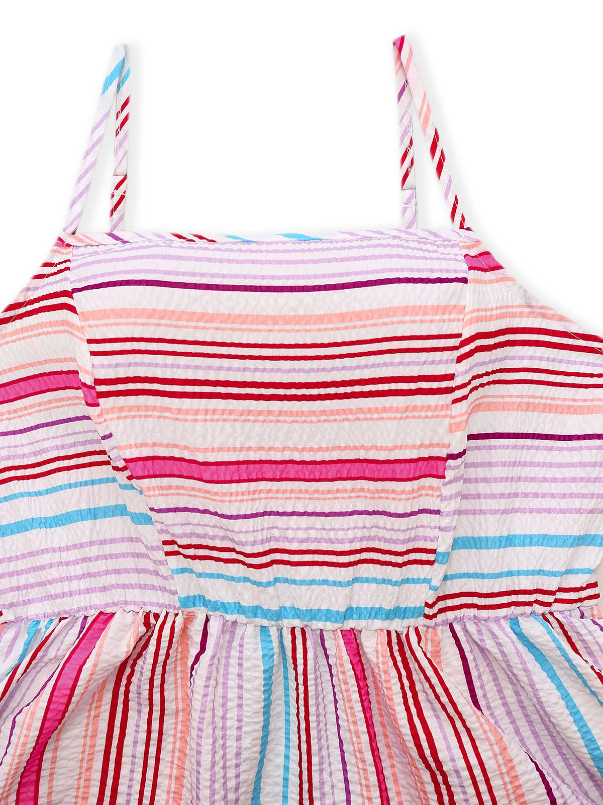 Rosa 1940er Regenbogen Streifen Spaghetti Träger Kleid - Image 3