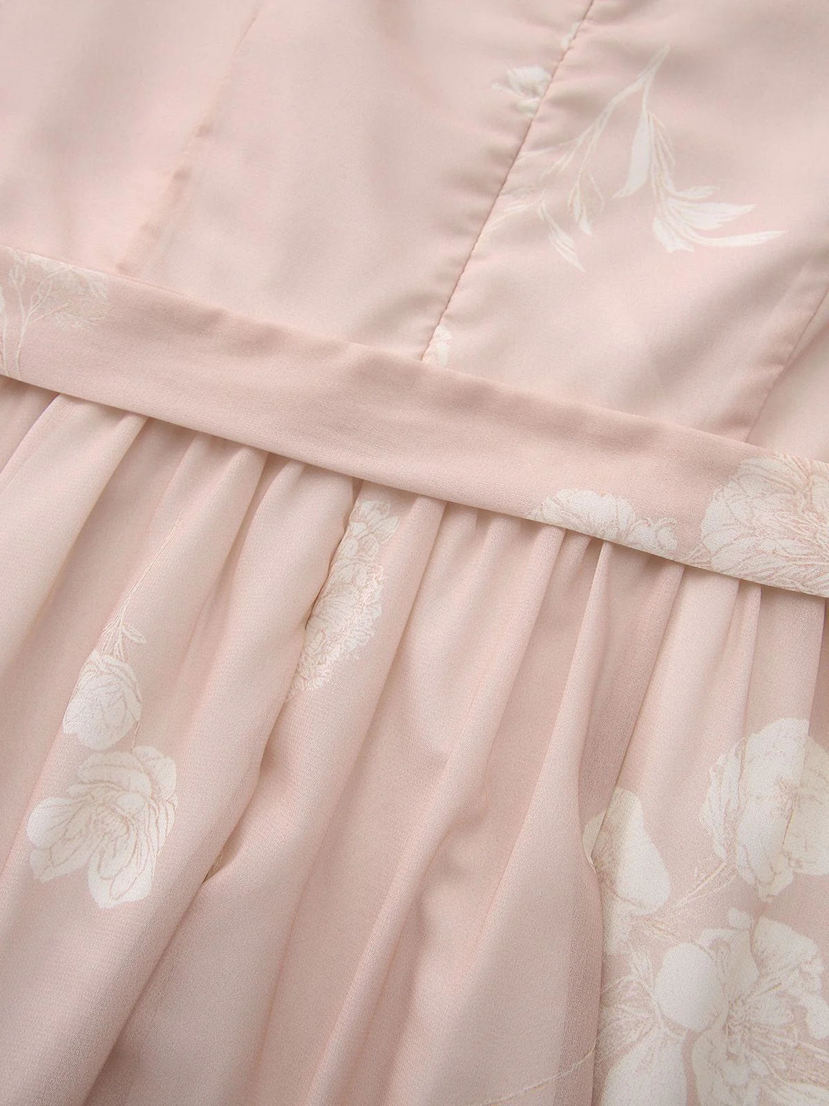 Rosa 1940er V-Ausschnitt Blumen Gürtel Ärmelloses Kleid - Image 6