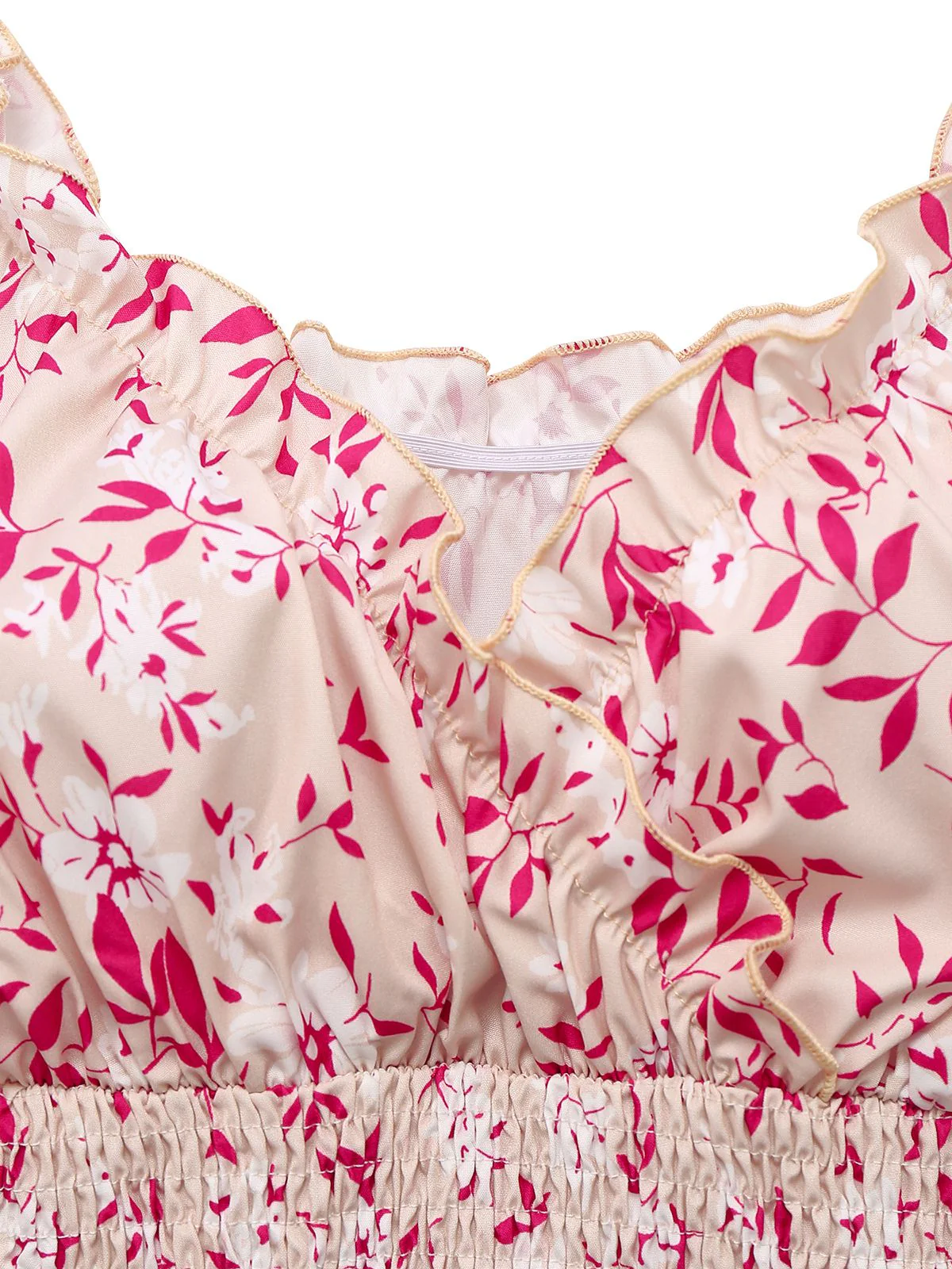 Rosa 1940er V-Ausschnitt Blumen Puffärmel Kleid - Image 3