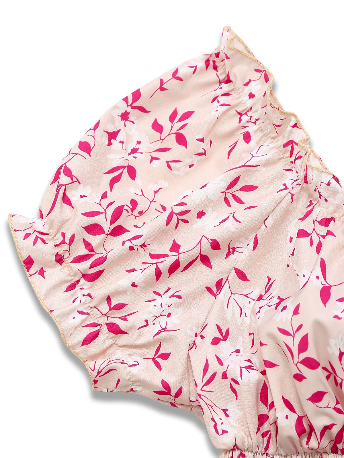 Rosa 1940er V-Ausschnitt Blumen Puffärmel Kleid - Image 4
