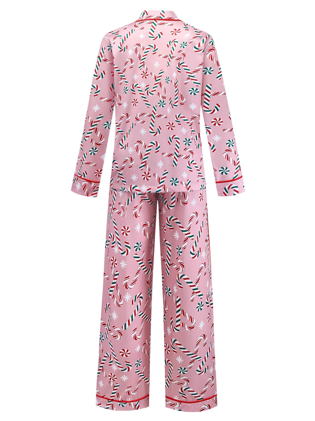 Rosa 1940er Weihnachten Zuckerstange Pyjama Set - Image 3
