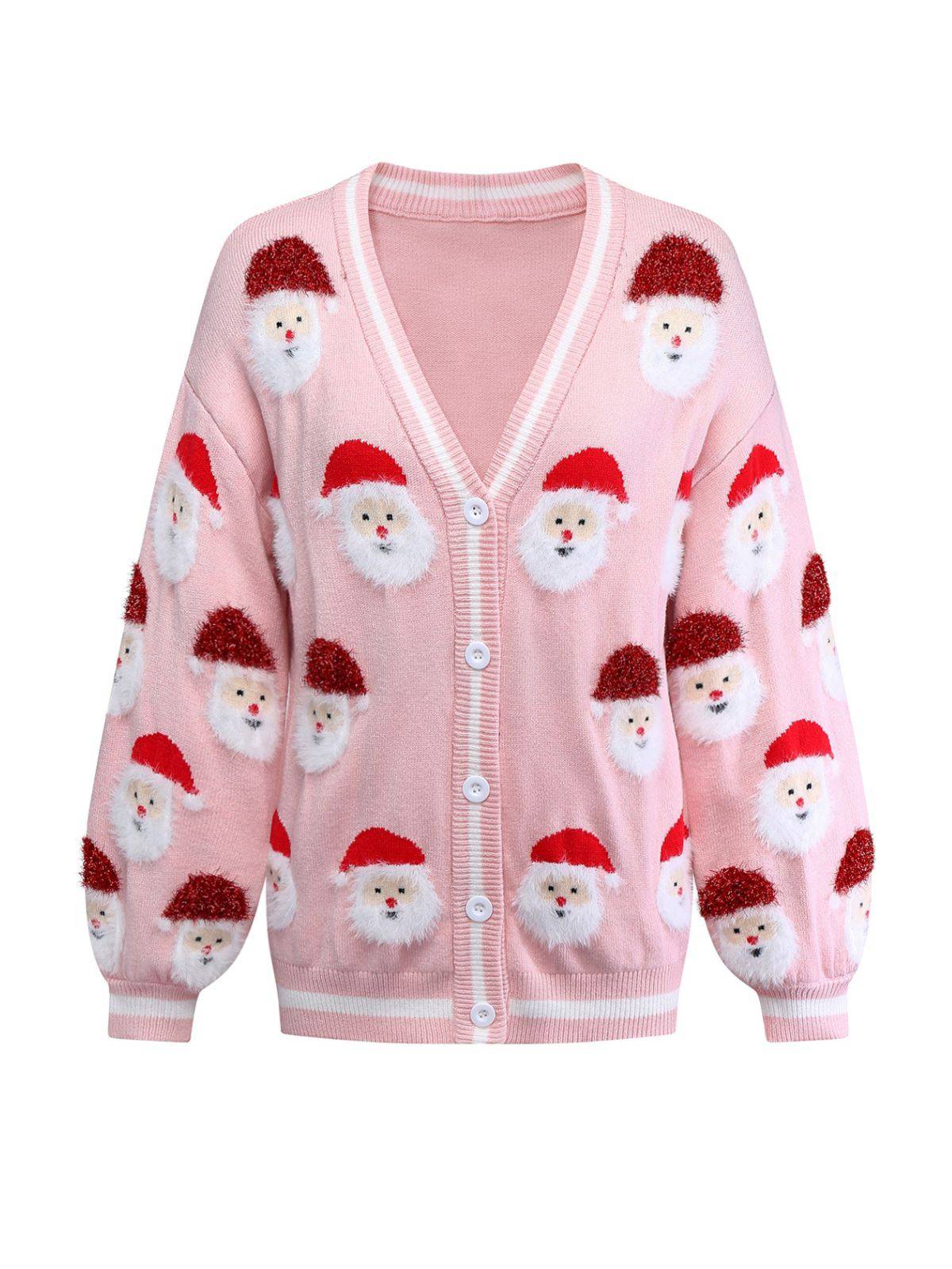 Rosa 1940er Weihnachtsmann Jacquard Strickjacke - Image 2