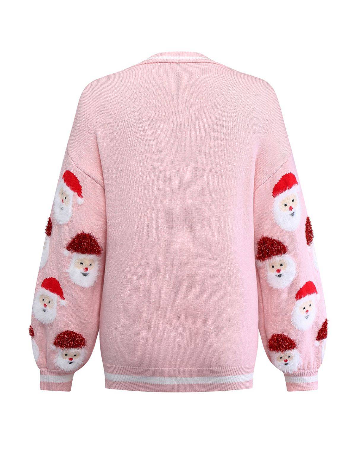 Rosa 1940er Weihnachtsmann Jacquard Strickjacke - Image 3