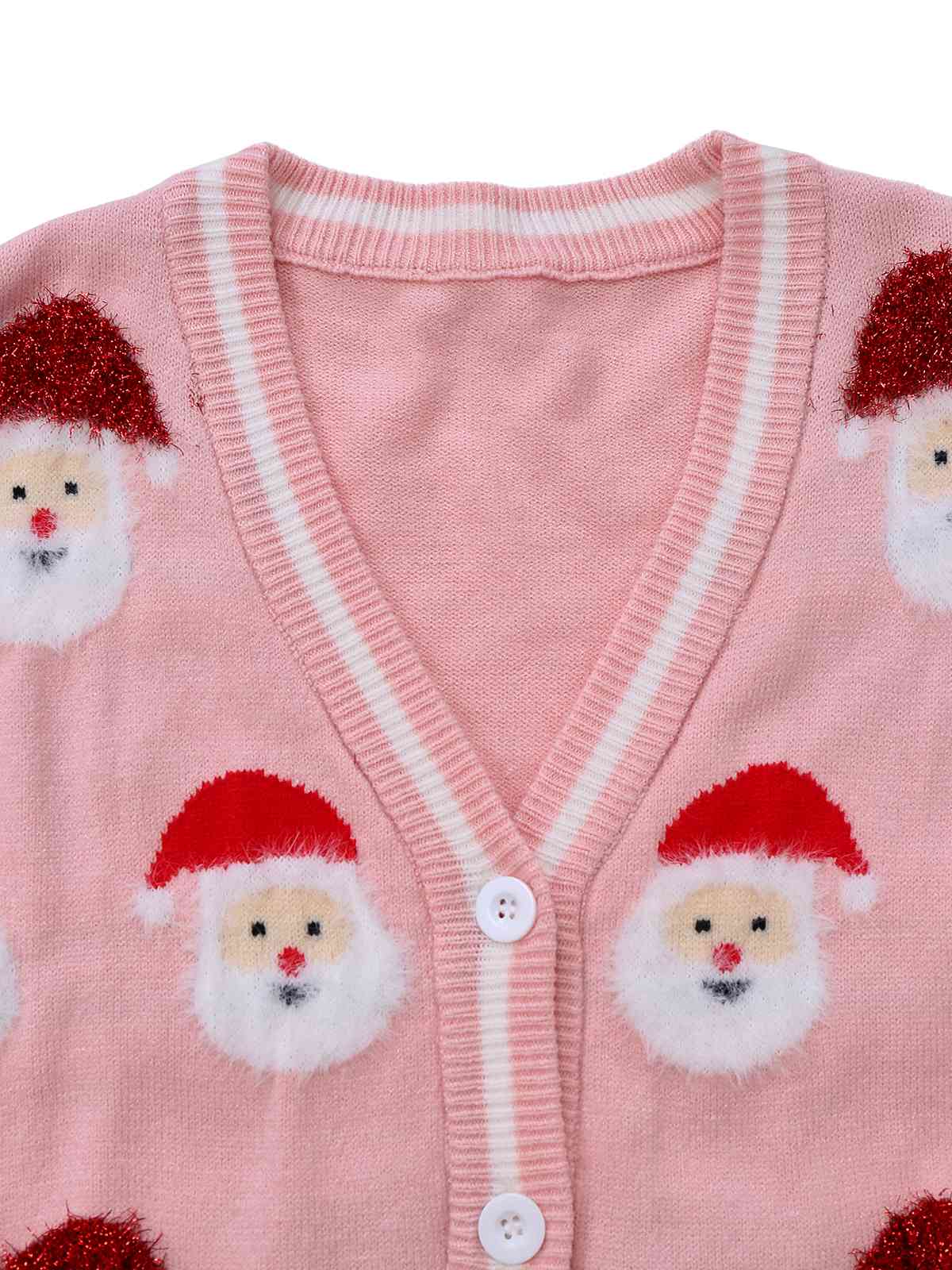 Rosa 1940er Weihnachtsmann Jacquard Strickjacke - Image 4