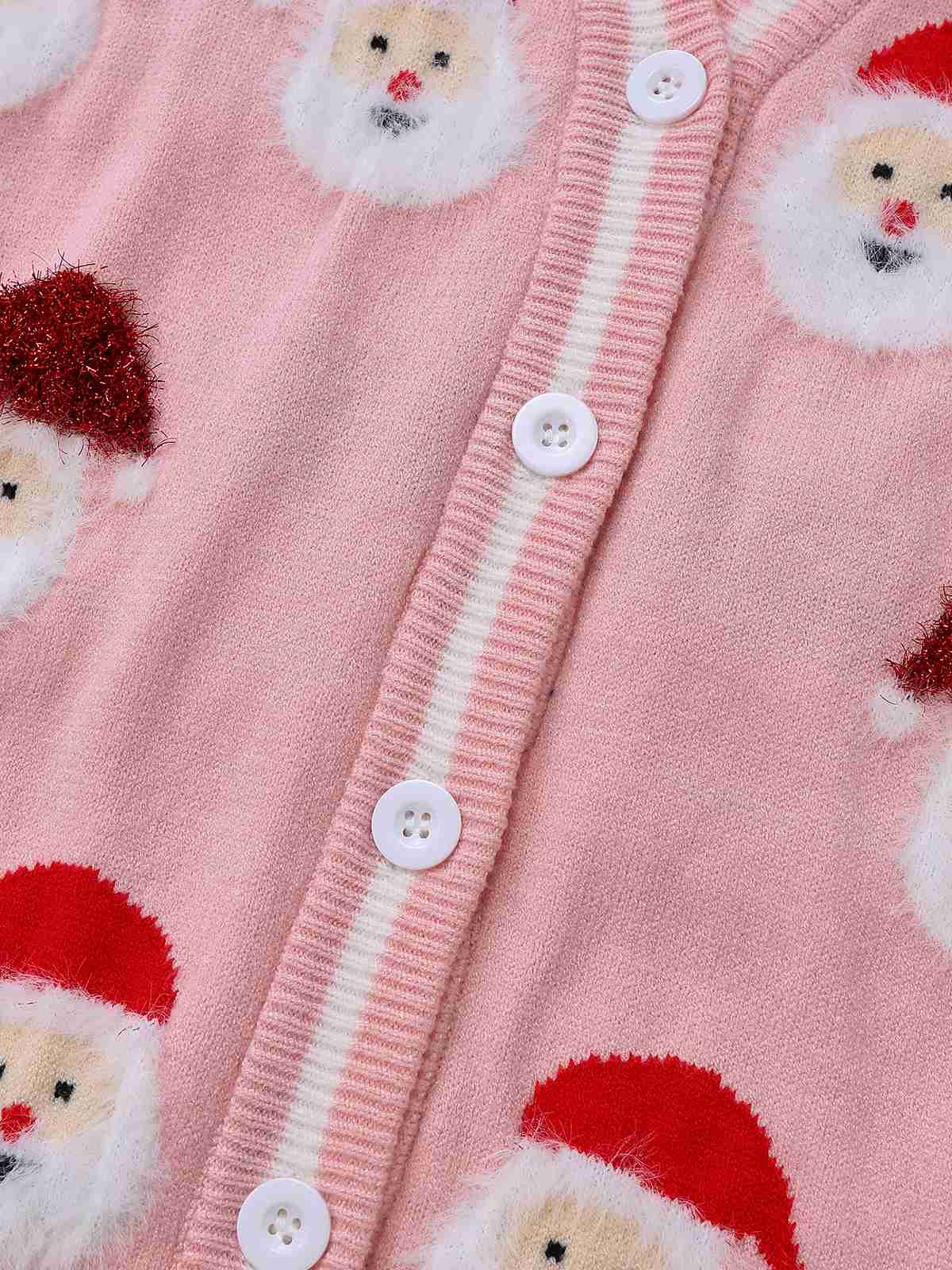 Rosa 1940er Weihnachtsmann Jacquard Strickjacke - Image 5