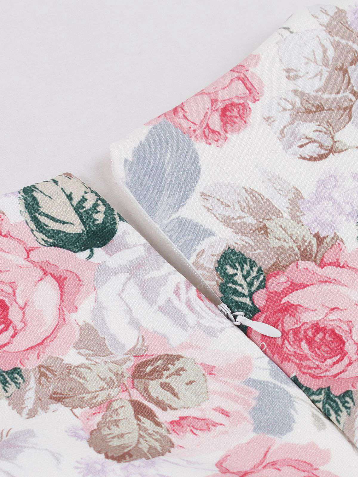 Rosa 1950er Blumen Bogen Herzförmiger Hals Swing Kleid - Image 4