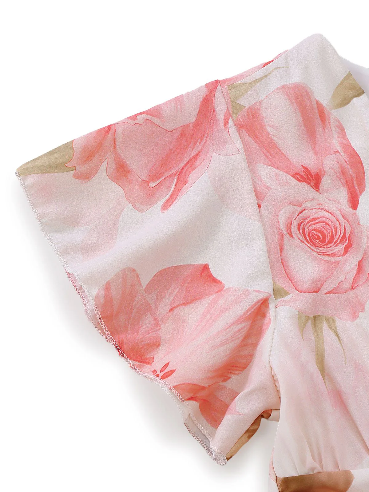 Rosa 1950er Blumen Druck V-Ausschnitt Puffärmel Maxi Kleid - Image 4