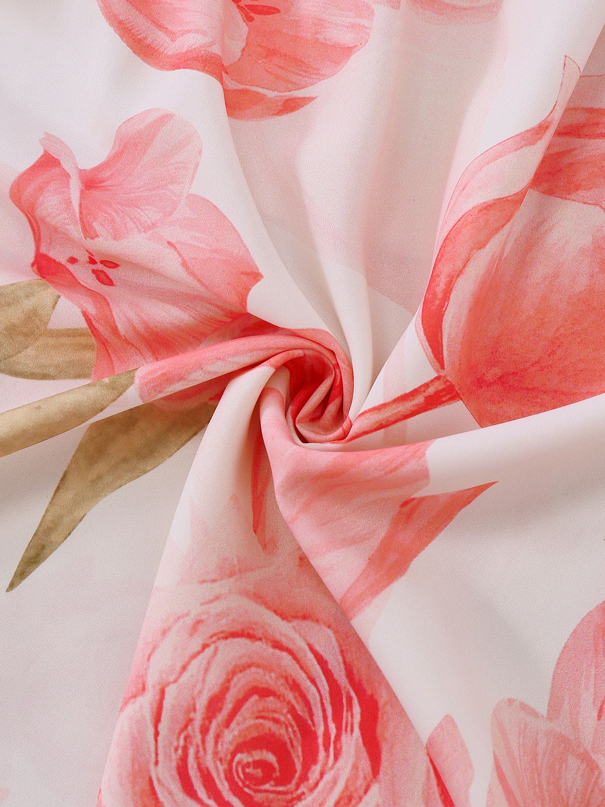 Rosa 1950er Blumen Druck V-Ausschnitt Puffärmel Maxi Kleid - Image 5