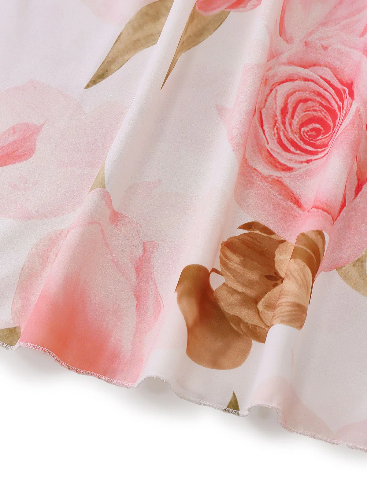 Rosa 1950er Blumen Druck V-Ausschnitt Puffärmel Maxi Kleid - Image 6