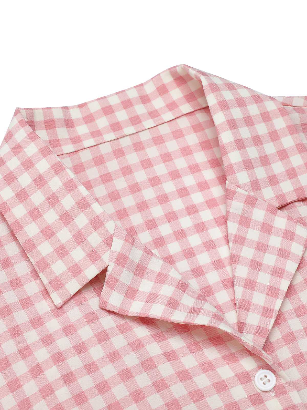 Rosa 1950er Gingham Hemd mit Revers - Image 5