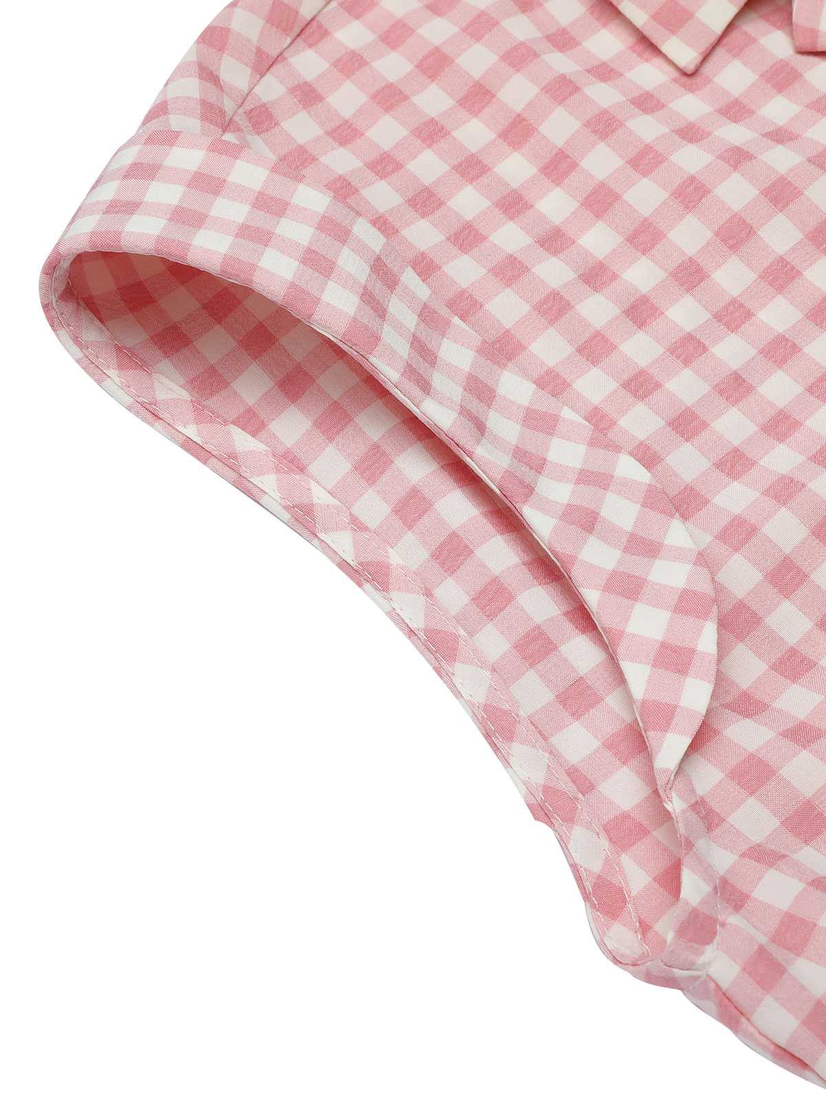Rosa 1950er Gingham Hemd mit Revers - Image 6