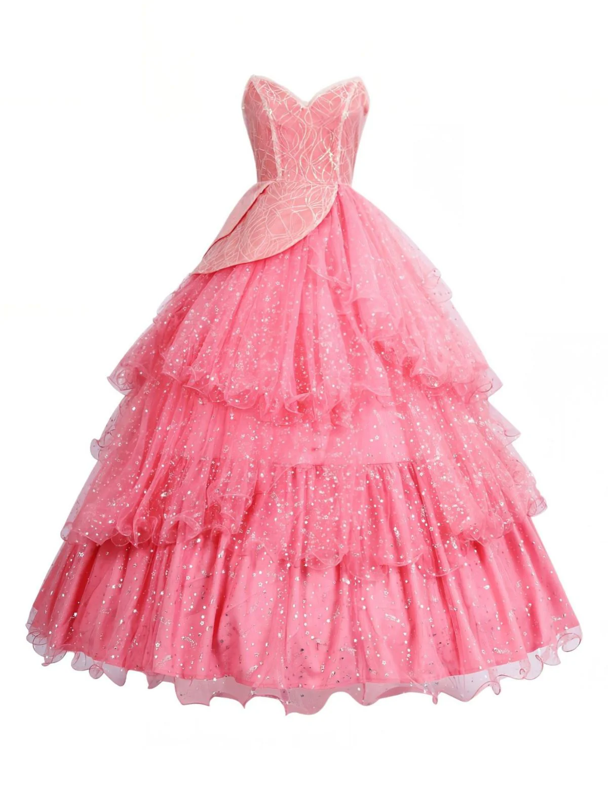 Rosa 1950er Glinda Wicked Glitter Netz Swing Kleid - Image 3
